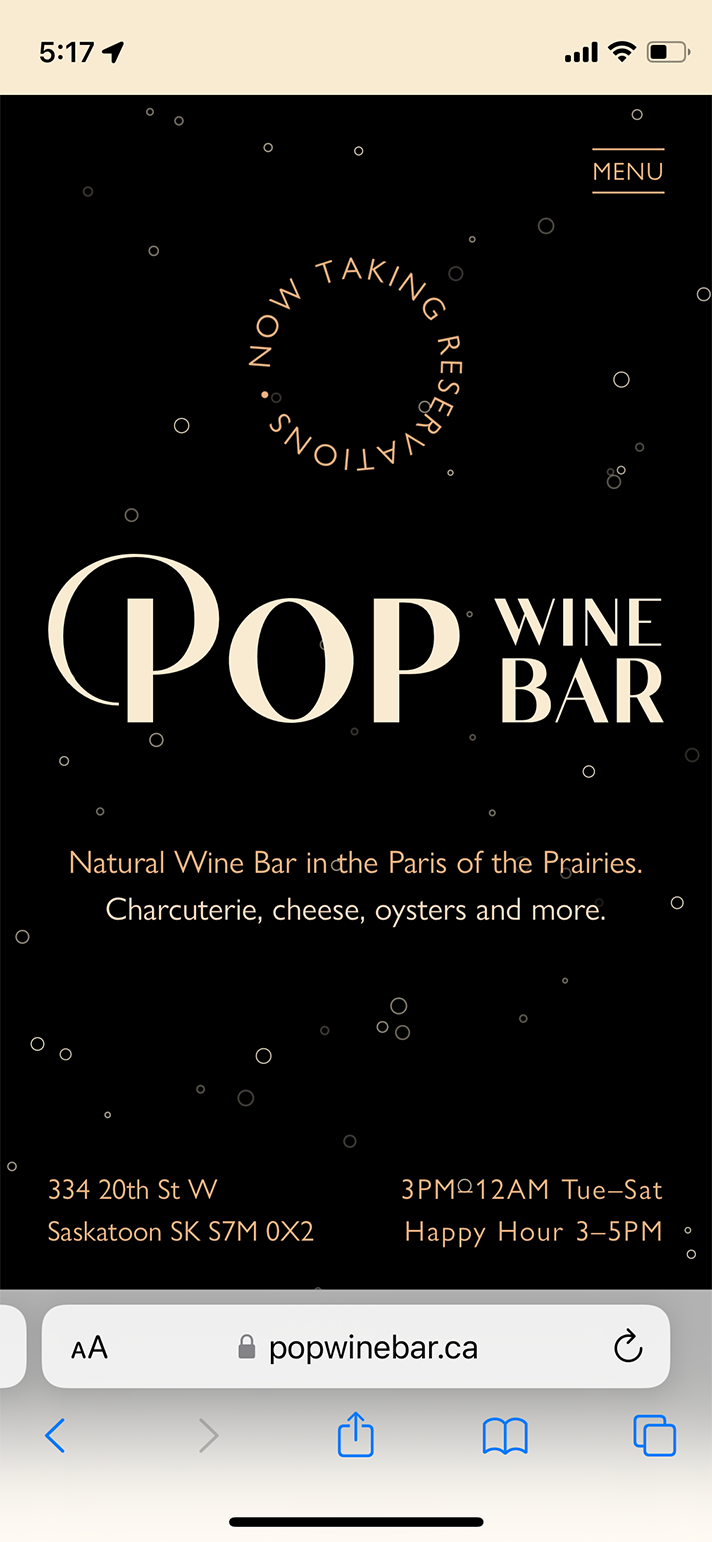 POP Wine Bar - Website